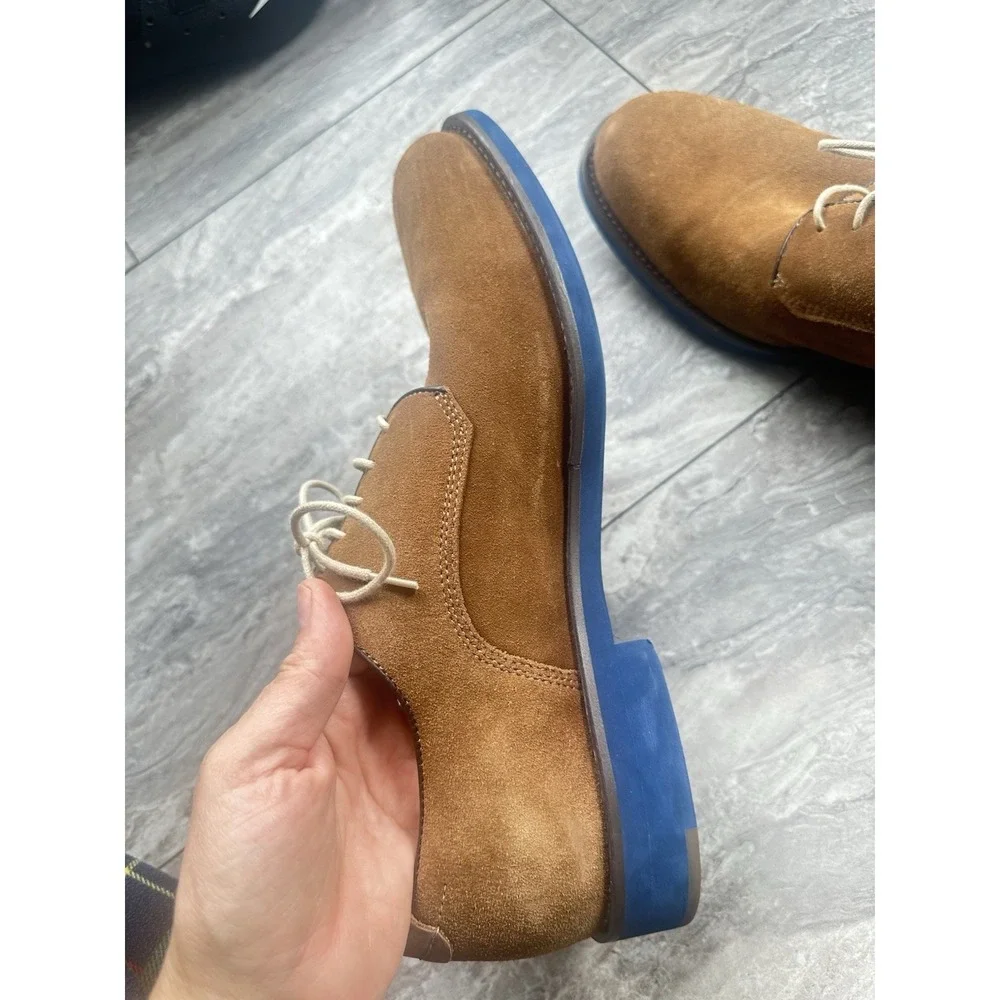 Johnston and Murphy Tan Sheepskin Suede Plain Toe Dress Shoes Men's Size 11